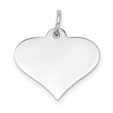 14k White Gold Heart Pendant, Polished Engraving-Ready Charm for Women