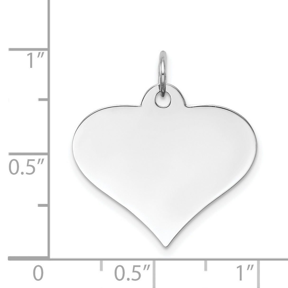 14k White Gold Heart Pendant, Smooth Polished Disc, Dainty Romantic Jewelry for Women