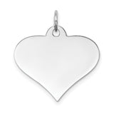 14k White Gold Heart Pendant, Smooth Polished Disc, Dainty Romantic Jewelry for Women