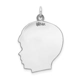 Plain Large Facing Right Engravable Boy Charm Pendant in Real 14k White Gold