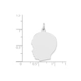 Plain Large Facing Left Engravable Boy Charm Pendant in Real 14k White Gold
