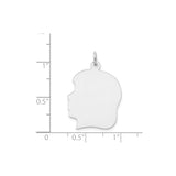 14k White Gold Silhouette Pendant, Left-Facing Profile Charm, Memorial Jewelry for Women