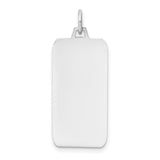 14k White Gold Rectangular Blank Pendant, Polished Unisex Tag Charm for Engraving