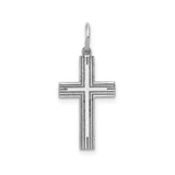 14k White Gold Cross Pendant, Textured Religious Charm, Unisex Christian Jewelry