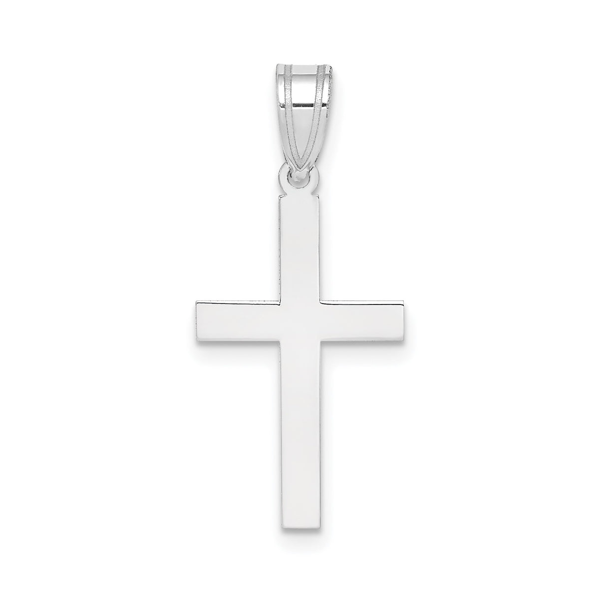 14k White Gold Cross Pendant, Minimalist Latin Cross Religious Charm for Women and Men