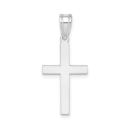 14k White Gold Cross Pendant, Minimalist Latin Cross Religious Charm for Women and Men