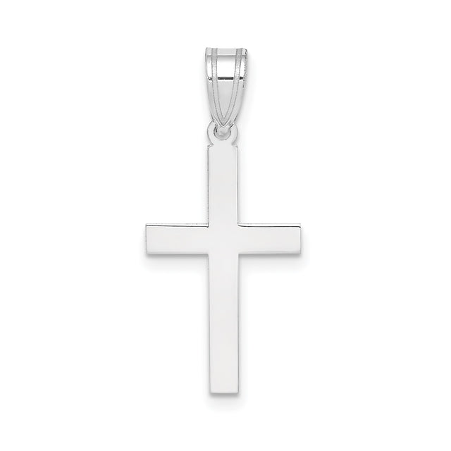 14k White Gold Cross Pendant, Minimalist Latin Cross Religious Charm for Women and Men