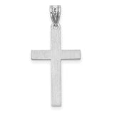 Engravable Latin Cross Charm Pendant in Real 14k White Gold