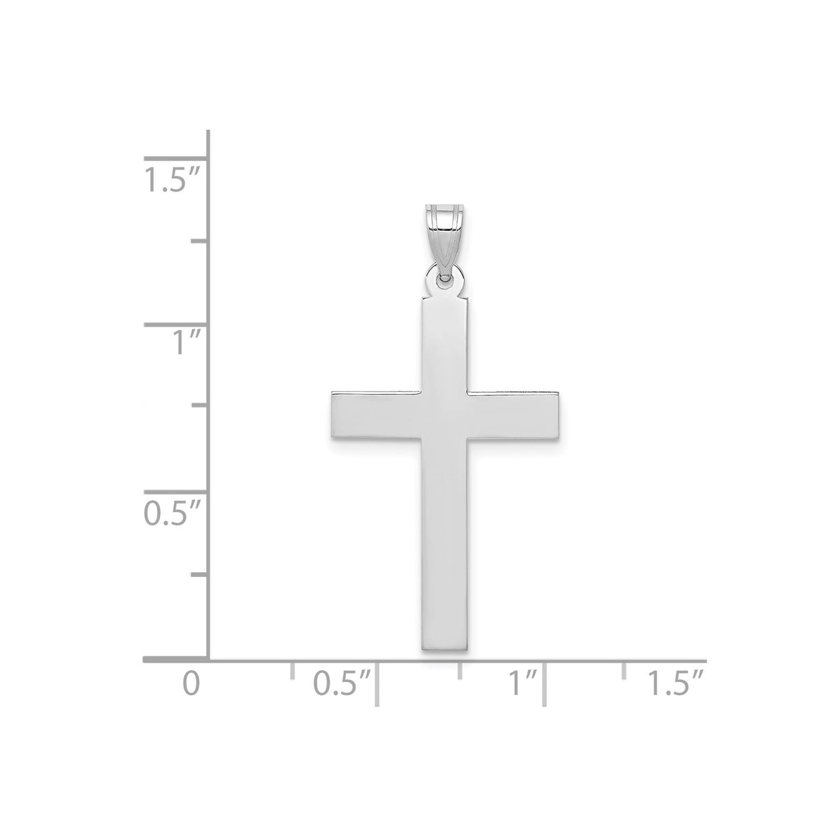 14k White Gold Cross Pendant, Sleek Minimalist Christian Religious Charm for Men and Women