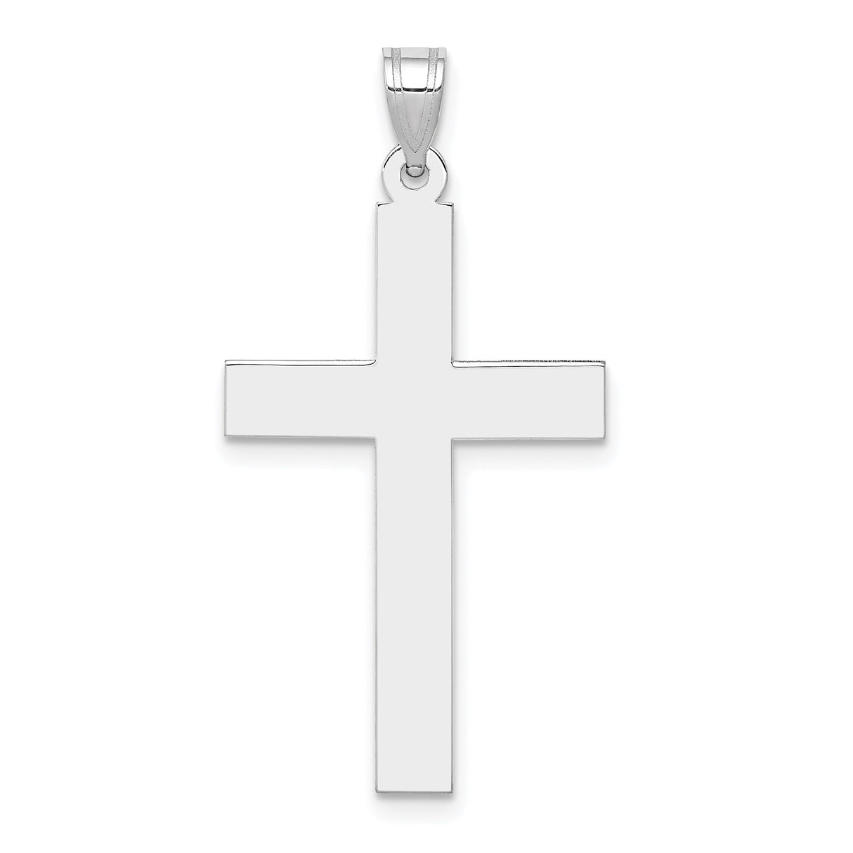 14k White Gold Cross Pendant, Sleek Minimalist Christian Religious Charm for Men and Women