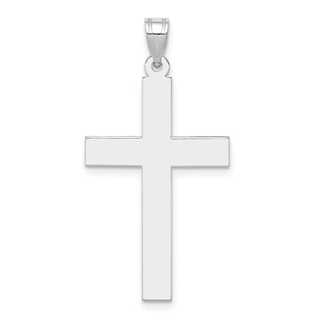 14k White Gold Cross Pendant, Sleek Minimalist Christian Religious Charm for Men and Women
