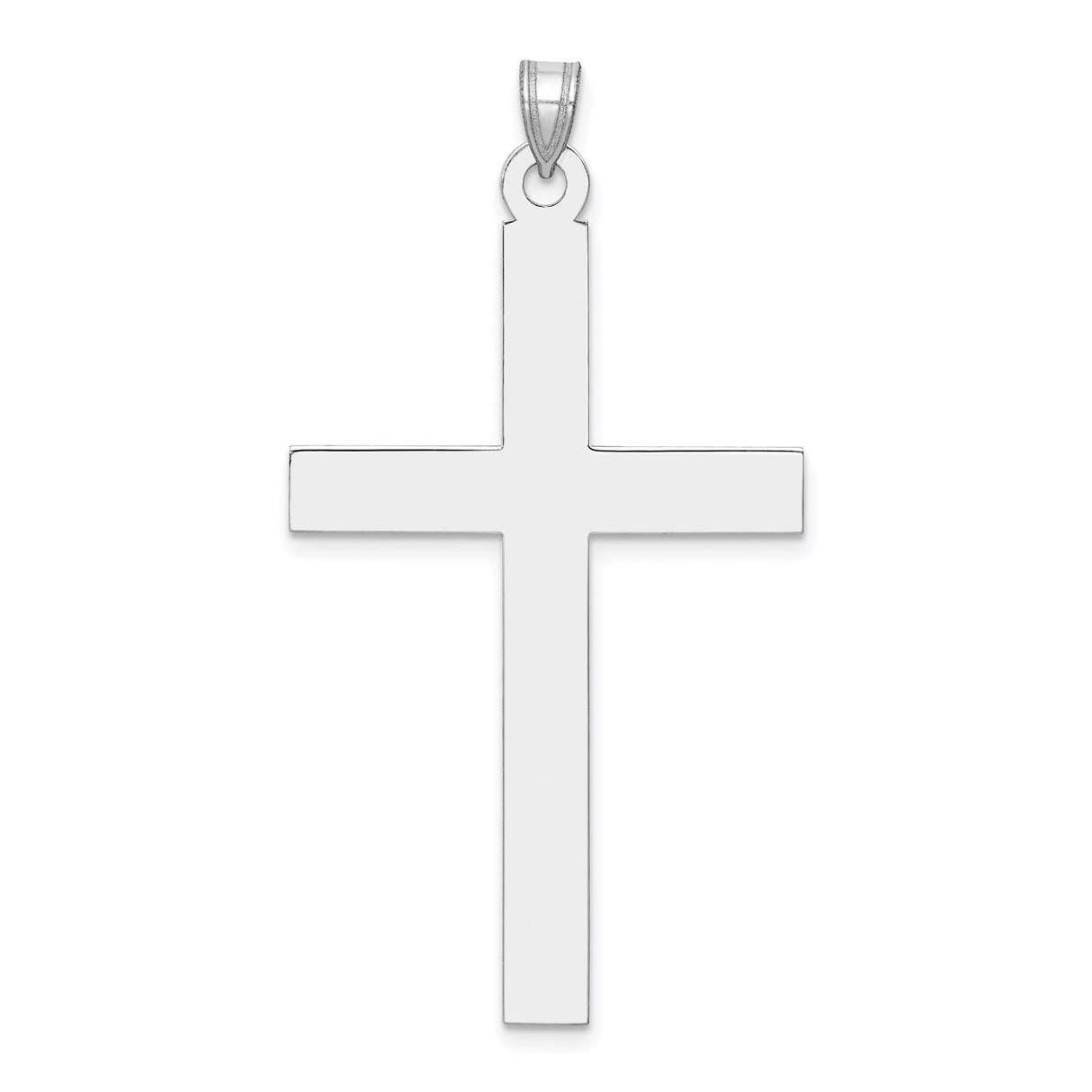 14k White Gold Cross Pendant, Simple Polished Latin Cross, Christian Religious Charm for Men and Women