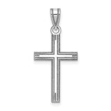 14k White Gold Cross Pendant with Textured Finish, Christian Faith Jewelry for Men and Women