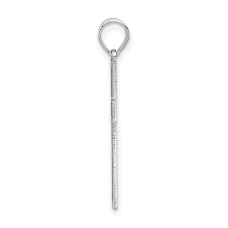 14k White Gold Cross Pendant with Etched Geometric Detailing, Christian Religious Jewelry