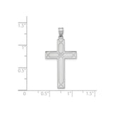 14k White Gold Geometric Cross Pendant, Polished Religious Christian Charm, Unisex