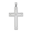 14k White Gold Geometric Cross Pendant, Polished Religious Christian Charm, Unisex
