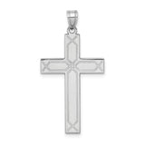 14k White Gold Geometric Cross Pendant, Polished Religious Christian Charm, Unisex