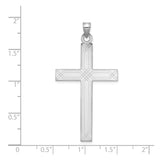 14k White Gold Cross Pendant with Geometric Lines, Christian Religious Jewelry for Men or Women