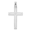 14k White Gold Cross Pendant with Geometric Lines, Christian Religious Jewelry for Men or Women