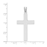 14k White Gold Cross Pendant, Polished Minimalist Christian Charm for Women or Unisex Wear