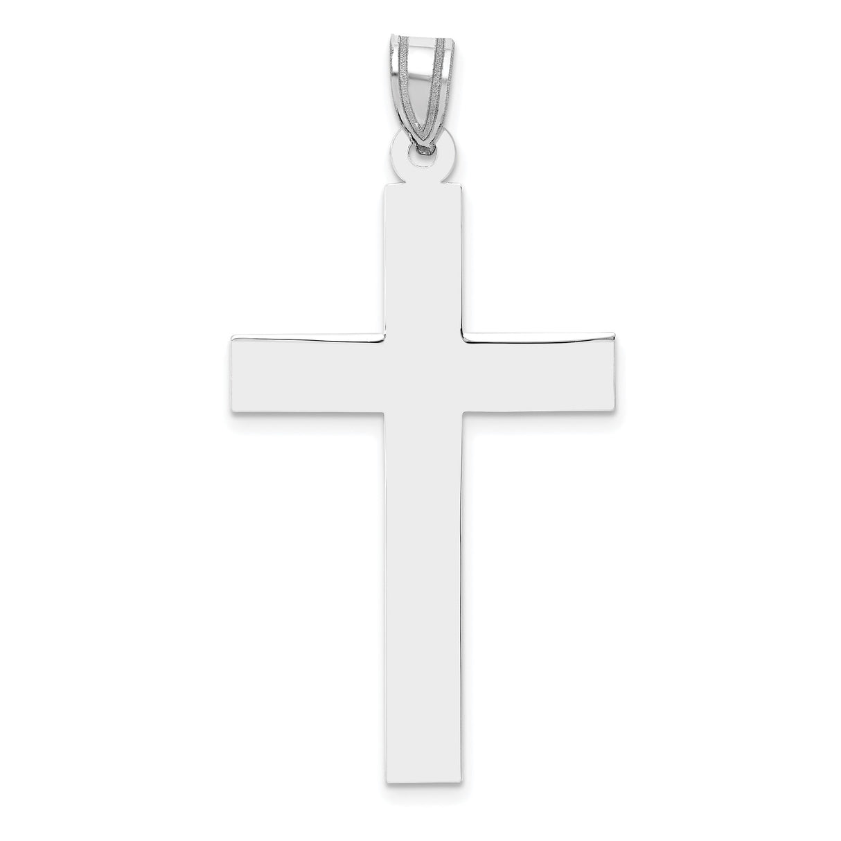 14k White Gold Cross Pendant, Polished Minimalist Christian Charm for Women or Unisex Wear