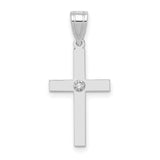 .01ct. Diamond Cross 19x12mm Charm Pendant in Real 14k White Gold