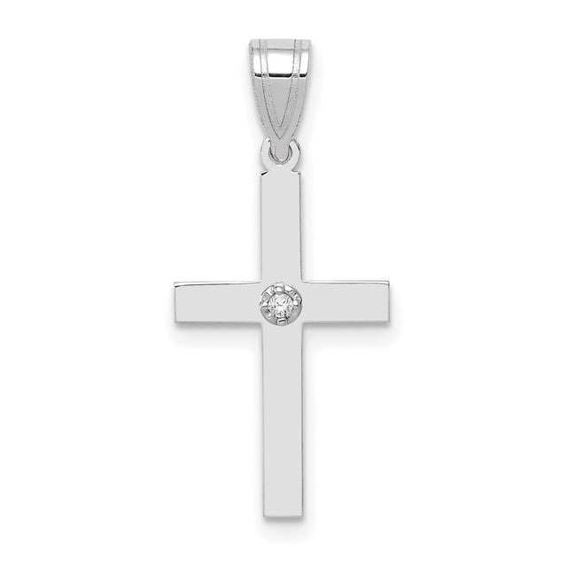 .01ct. Diamond Cross 19x12mm Charm Pendant in Real 14k White Gold