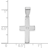 .01ct. Diamond Cross 19x12mm Charm Pendant in Real 14k White Gold