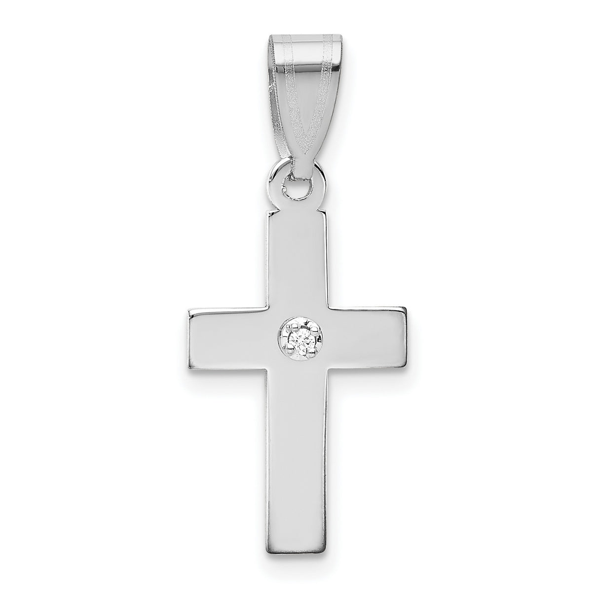 .01ct. Diamond Cross 19x12mm Charm Pendant in Real 14k White Gold