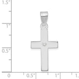 .02ct. Diamond Cross 23x15mm Charm Pendant in Real 14k White Gold