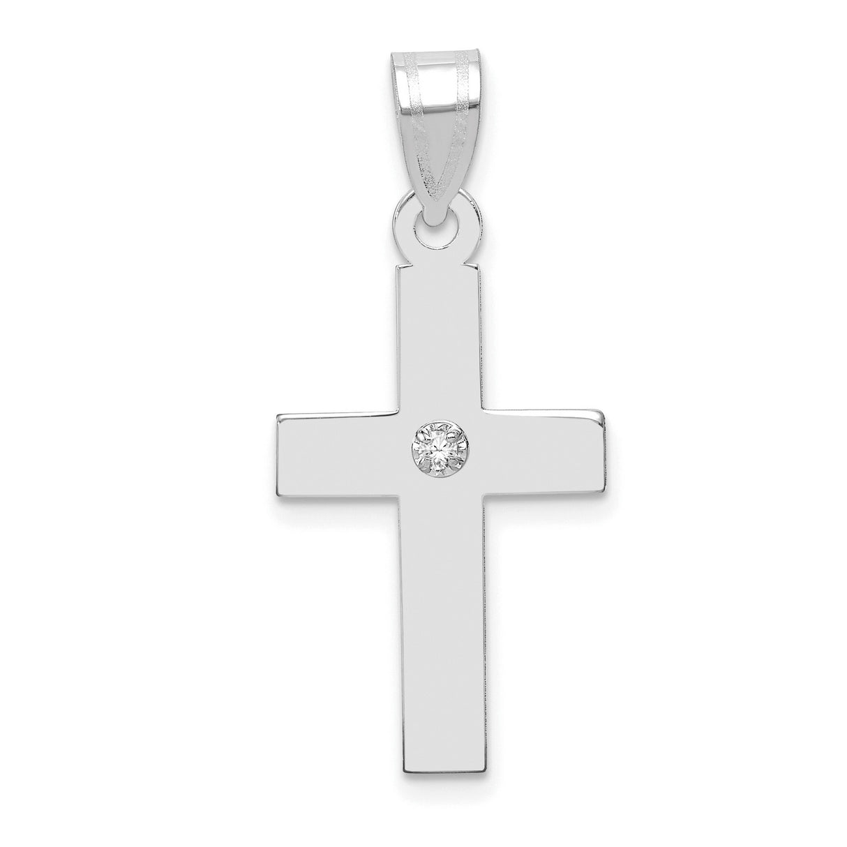 .02ct. Diamond Cross 23x15mm Charm Pendant in Real 14k White Gold