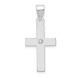 .02ct. Diamond Cross 23x15mm Charm Pendant in Real 14k White Gold