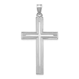 14k White Gold Cross Pendant, Sleek Modern Christian Unisex Charm