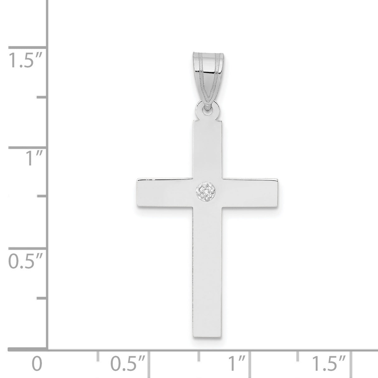 .02ct. Diamond Cross 29x18mm Charm Pendant in Real 14k White Gold