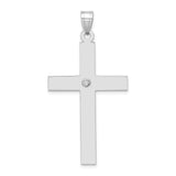 .03ct. Diamond Cross 40x25mm Charm Pendant in Real 14k White Gold