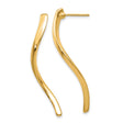 14k Yellow Gold Curved Drop Earrings, Wavy Dangle Design with Polished Finish for Women