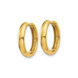 14k Yellow Gold Hoop Earrings, Classic Polished Round Huggie Style for Women
