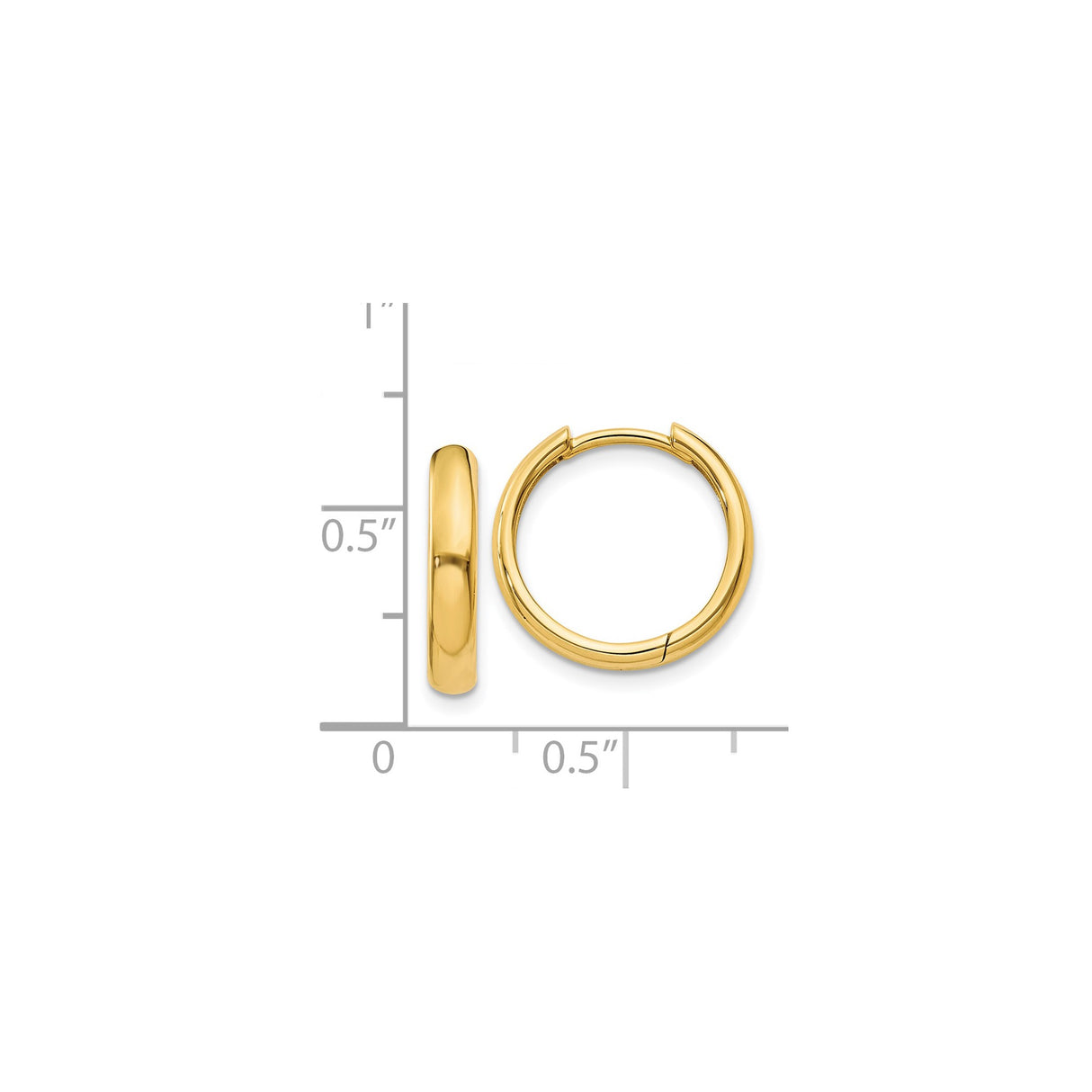 14k Yellow Gold Hoop Earrings, Classic Polished Round Huggie Style for Women