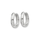 14k White Gold Hoop Earrings, Polished Finish, Classic Hinged Design, Minimalist Unisex Jewelry