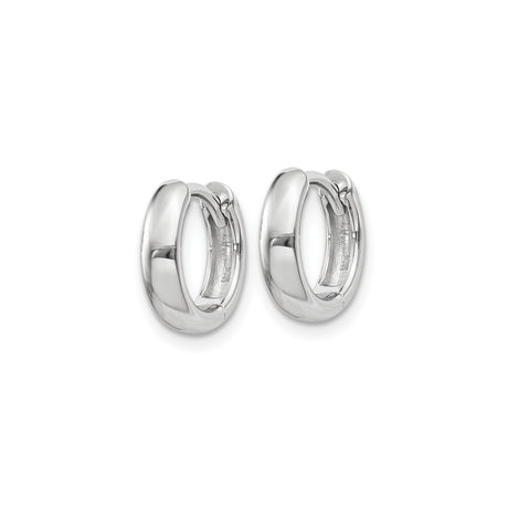 14k White Gold Hoop Earrings, Polished Hinged Design, Minimalist Style for Women