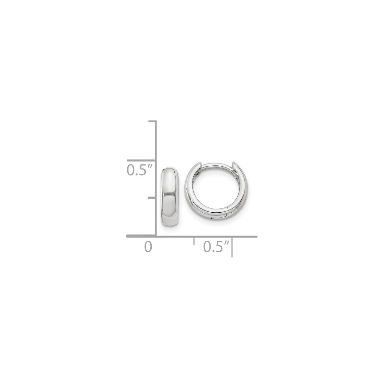 14k White Gold Hoop Earrings, Polished Hinged Design, Minimalist Style for Women