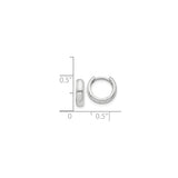 14k White Gold Hoop Earrings, Polished Hinged Design, Minimalist Style for Women