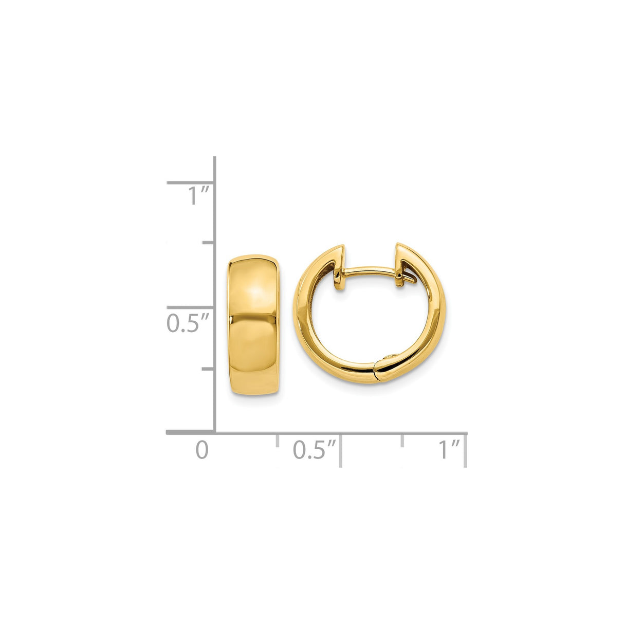 14k Yellow Gold Hoop Earrings, Classic Polished Hinged Design, Unisex Lightweight Style