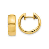 14k Yellow Gold Hoop Earrings, Classic Polished Hinged Design, Unisex Lightweight Style