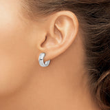 14k White Gold Hoop Earrings, Classic Round Huggie Style, Polished Minimalist Design for Women