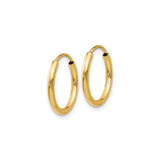 14k Yellow Gold Hoop Earrings, Lightweight Smooth Finish Classic Style for Women