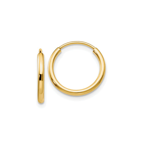 14k Yellow Gold Hoop Earrings, Lightweight Smooth Finish Classic Style for Women