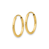 14k Yellow Gold Hoop Earrings, Classic Polished Lightweight Design for Women
