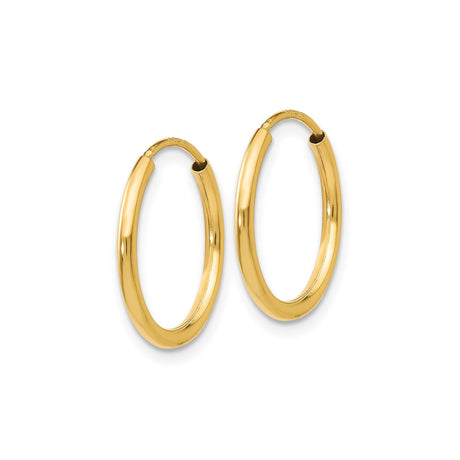 14k Yellow Gold Hoop Earrings, Classic Polished Lightweight Design for Women