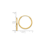 14k Yellow Gold Hoop Earrings, Classic Smooth Round Design with Hinged Closure